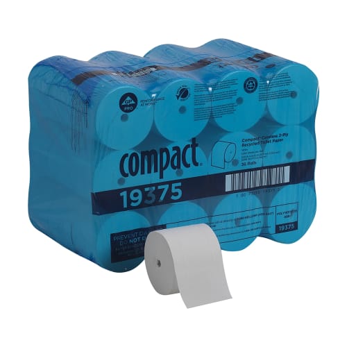 Compact® Coreless 2-Ply Recycled Toilet Paper, 1000 Sheets Per Roll